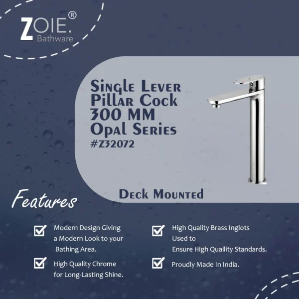 Single Lever Pillar Cock 225 MM By Zoie®- Opal - Image 2